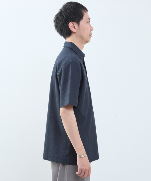 MEN'S MELROSE(メンズメルローズ)の「カルキュロメッシュポロシャツ(ポロシャツ・メンズ・ネイビー/ホワイト/サックスブルー/グレー・2/4/5/3)」の16枚目の写真