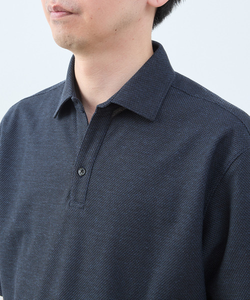 MEN'S MELROSE(メンズメルローズ)の「カルキュロメッシュポロシャツ(ポロシャツ・メンズ・ネイビー/ホワイト/サックスブルー/グレー・2/4/5/3)」の17枚目の写真