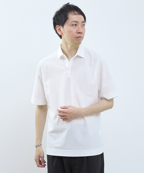 MEN'S MELROSE（メンズメルローズ）の「カルキュロメッシュポロシャツ（ポロシャツ・メンズ・ネイビー/ホワイト/サックスブルー/グレー・2/4/5/3）」の11枚目の写真