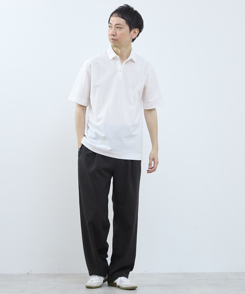 MEN'S MELROSE（メンズメルローズ）の「カルキュロメッシュポロシャツ（ポロシャツ・メンズ・ネイビー/ホワイト/サックスブルー/グレー・2/4/5/3）」の13枚目の写真