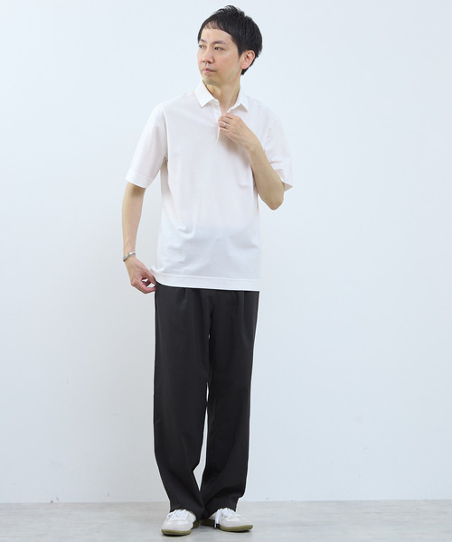 MEN'S MELROSE（メンズメルローズ）の「カルキュロメッシュポロシャツ（ポロシャツ・メンズ・ネイビー/ホワイト/サックスブルー/グレー・2/4/5/3）」の14枚目の写真