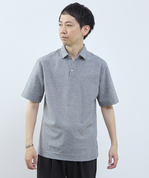 MEN'S MELROSE(メンズメルローズ)の「カルキュロメッシュポロシャツ(ポロシャツ・メンズ・ネイビー/ホワイト/サックスブルー/グレー・2/4/5/3)」の5枚目の写真