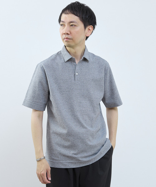 MEN'S MELROSE(メンズメルローズ)の「カルキュロメッシュポロシャツ(ポロシャツ・メンズ・ネイビー/ホワイト/サックスブルー/グレー・2/4/5/3)」の6枚目の写真