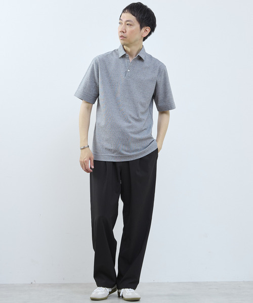 MEN'S MELROSE(メンズメルローズ)の「カルキュロメッシュポロシャツ(ポロシャツ・メンズ・ネイビー/ホワイト/サックスブルー/グレー・2/4/5/3)」の7枚目の写真