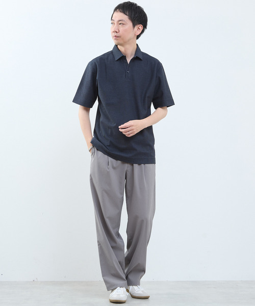 MEN'S MELROSE(メンズメルローズ)の「カルキュロメッシュポロシャツ(ポロシャツ・メンズ・ネイビー/ホワイト/サックスブルー/グレー・2/4/5/3)」の11枚目の写真