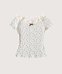Off Shoulder Lace Piping T