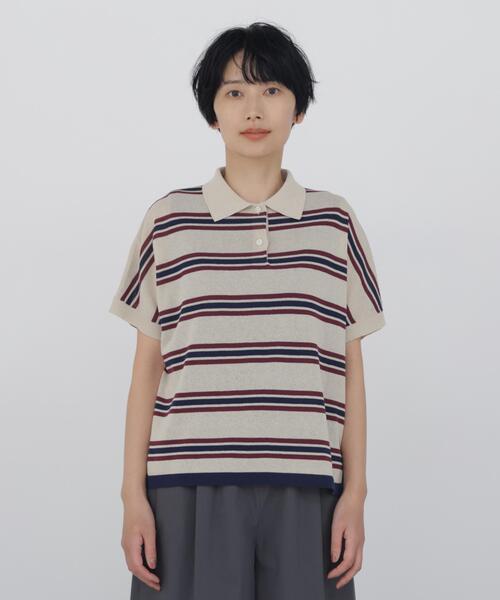 human woman(ヒューマンウーマン)の「◆【ウォッシャブル】シアーボーダーポロニットT(ポロシャツ・レディース・クリアブラウン/ベージュ系その他3・MEDIUM)」の16枚目の写真