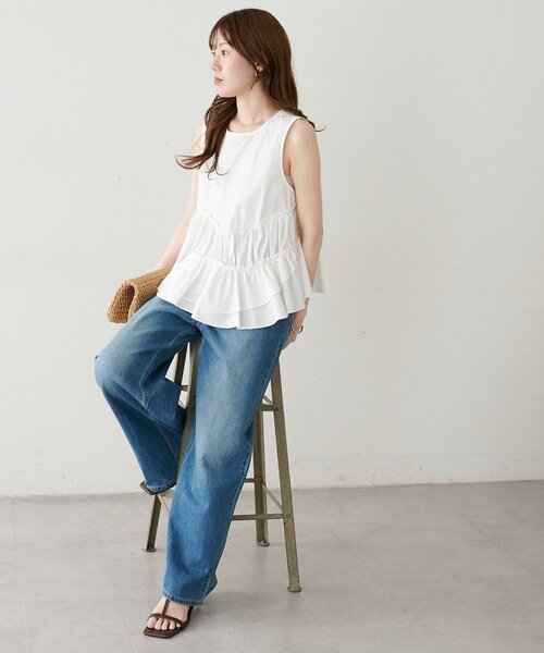 DISCOAT（ディスコート）の「アシメフリルブラウス（シャツ/ブラウス・レディース・ブルー/オフホワイト/ブラック・FREE）」の10枚目の写真