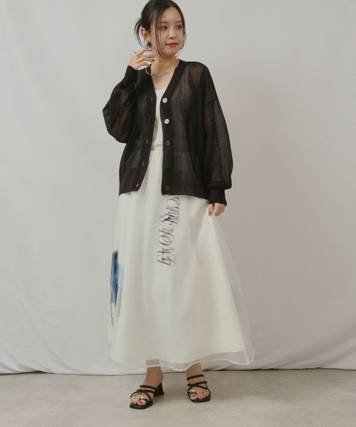 palm RICHE(ポームリシュ)の「レイヤードプリントフレアSK(スカート・レディース・オフホワイト/サックスブルー/ブラック・M)」の9枚目の写真