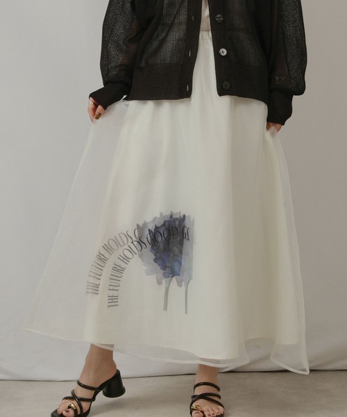 palm RICHE(ポームリシュ)の「レイヤードプリントフレアSK(スカート・レディース・オフホワイト/サックスブルー/ブラック・M)」の16枚目の写真
