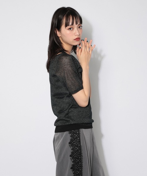 PAGEBOY(ページボーイ)の「【レイヤード自在】シアーオフショル×タンクSET(Tシャツ/カットソー・レディース・ブルー/ブラック・FREE)」の8枚目の写真