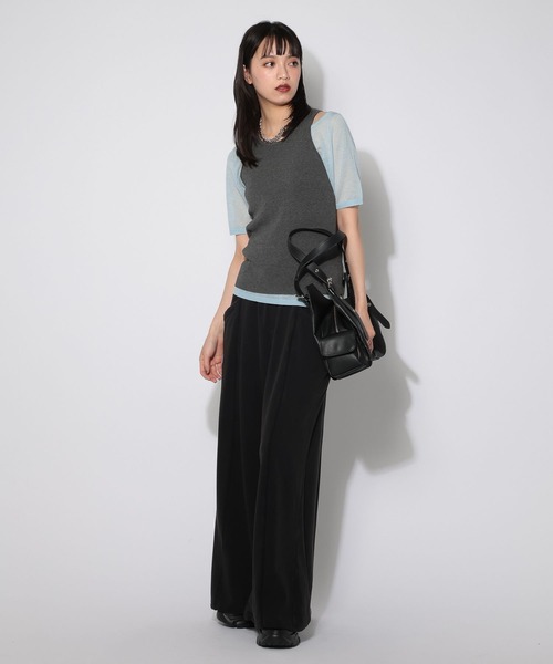 PAGEBOY(ページボーイ)の「【レイヤード自在】シアーオフショル×タンクSET(Tシャツ/カットソー・レディース・ブルー/ブラック・FREE)」の10枚目の写真
