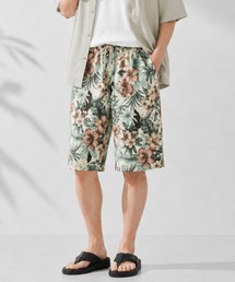 【SARARI /サラリ】通気性 ハニカムメッシュ 総柄プリント ショートパンツ