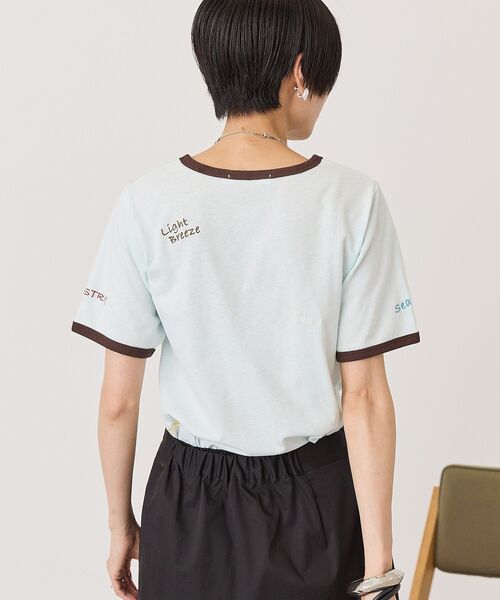 AMERICAN HOLIC(アメリカンホリック)の「ランダムロゴ刺繍リンガーTシャツ(Tシャツ/カットソー・レディース・ミント/ホワイト/チャコールグレー・M/L)」の7枚目の写真