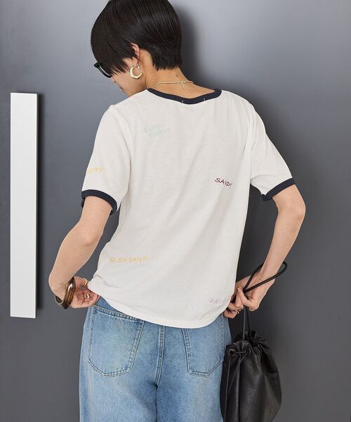 AMERICAN HOLIC(アメリカンホリック)の「ランダムロゴ刺繍リンガーTシャツ(Tシャツ/カットソー・レディース・ミント/ホワイト/チャコールグレー・M/L)」の13枚目の写真