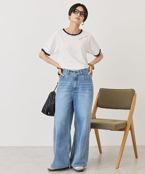 AMERICAN HOLIC(アメリカンホリック)の「ランダムロゴ刺繍リンガーTシャツ(Tシャツ/カットソー・レディース・ミント/ホワイト/チャコールグレー・M/L)」の15枚目の写真