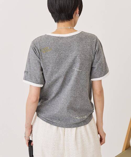 AMERICAN HOLIC(アメリカンホリック)の「ランダムロゴ刺繍リンガーTシャツ(Tシャツ/カットソー・レディース・ミント/ホワイト/チャコールグレー・M/L)」の21枚目の写真