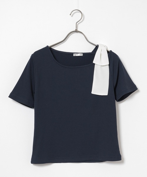 Honeys(ハニーズ)の「【ハニさら・接触冷感・UVカット】肩リボンワンショルトップス(Tシャツ/カットソー・レディース・ネイビー/アイボリー/ブラウン/ヘザーチャコール・S/M/L)」の20枚目の写真