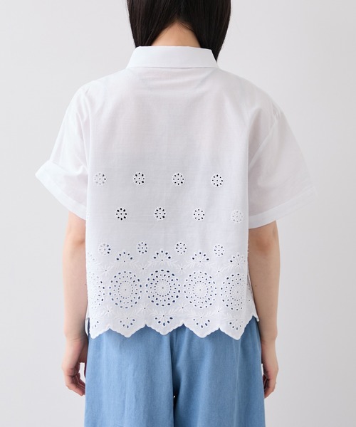 VIS(ビス)の「カットワークハーフスリーブシャツ(シャツ/ブラウス・レディース・ブラック/オフホワイト/サックスブルー・FREE)」の12枚目の写真