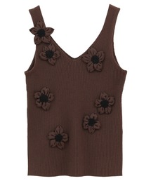 【CLANE】FLOWER MOTIF CAMI KNIT TOPS フラワータンクトップ/クラネ