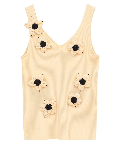 CLANE】FLOWER MOTIF CAMI KNIT TOPS フラワータンクトップ/クラネ