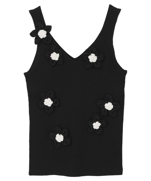 CLANE】FLOWER MOTIF CAMI KNIT TOPS フラワータンクトップ/クラネ