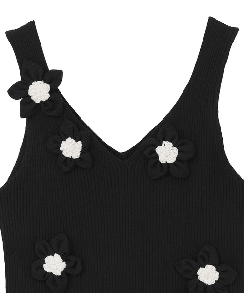 CLANE(クラネ)の「【CLANE】FLOWER MOTIF CAMI KNIT TOPS フラワータンクトップ/クラネ(ニット/セーター・レディース・アイボリー/ブラウン/ブラック・1)」の10枚目の写真