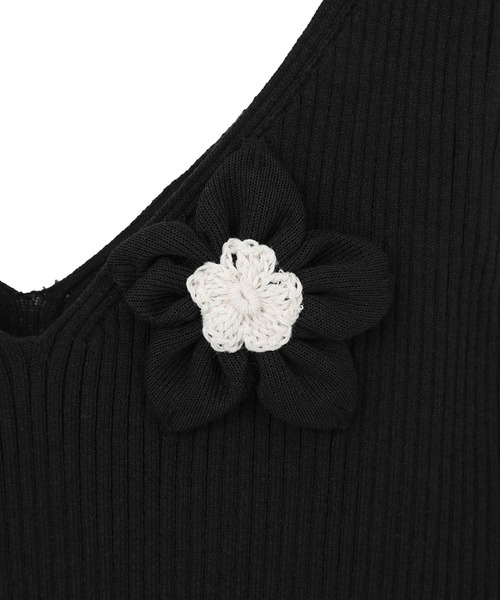 CLANE(クラネ)の「【CLANE】FLOWER MOTIF CAMI KNIT TOPS フラワータンクトップ/クラネ(ニット/セーター・レディース・アイボリー/ブラウン/ブラック・1)」の12枚目の写真