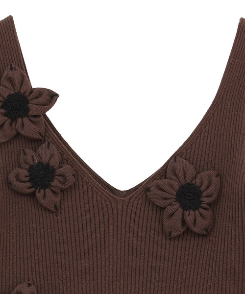 CLANE(クラネ)の「【CLANE】FLOWER MOTIF CAMI KNIT TOPS フラワータンクトップ/クラネ(ニット/セーター・レディース・アイボリー/ブラウン/ブラック・1)」の16枚目の写真