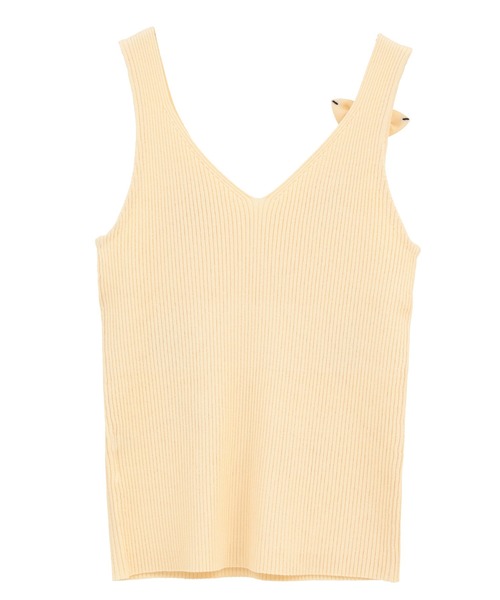 CLANE(クラネ)の「【CLANE】FLOWER MOTIF CAMI KNIT TOPS フラワータンクトップ/クラネ(ニット/セーター・レディース・アイボリー/ブラウン/ブラック・1)」の4枚目の写真