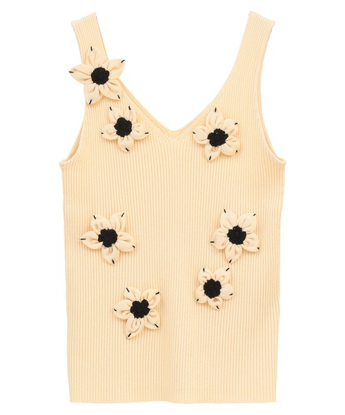 CLANE(クラネ)の「【CLANE】FLOWER MOTIF CAMI KNIT TOPS フラワータンクトップ/クラネ(ニット/セーター・レディース・アイボリー/ブラウン/ブラック・1)」の21枚目の写真