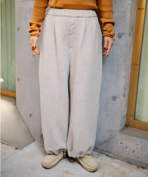 CAROUSE LAMBRA（ケラウズランブラ）の「2TAC WIDE PANTS（スウェットパンツ・レディース・ベージュ/ネイビー・FREE）」の8枚目の写真
