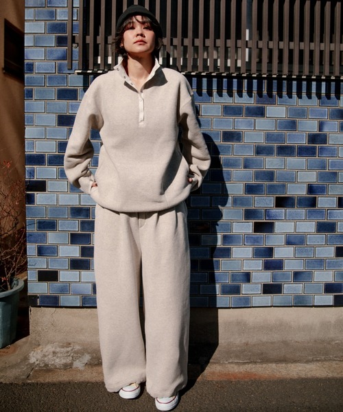 CAROUSE LAMBRA（ケラウズランブラ）の「2TAC WIDE PANTS（スウェットパンツ・レディース・ベージュ/ネイビー・FREE）」の6枚目の写真