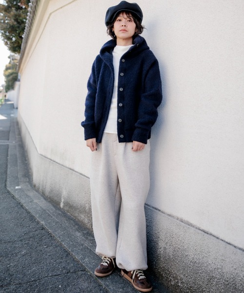 CAROUSE LAMBRA（ケラウズランブラ）の「2TAC WIDE PANTS（スウェットパンツ・レディース・ベージュ/ネイビー・FREE）」の3枚目の写真