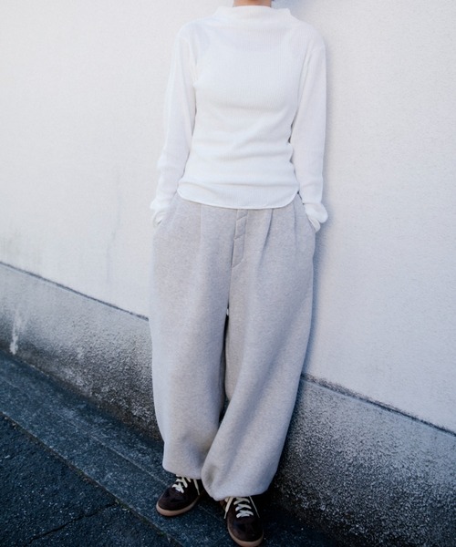 CAROUSE LAMBRA（ケラウズランブラ）の「2TAC WIDE PANTS（スウェットパンツ・レディース・ベージュ/ネイビー・FREE）」の7枚目の写真