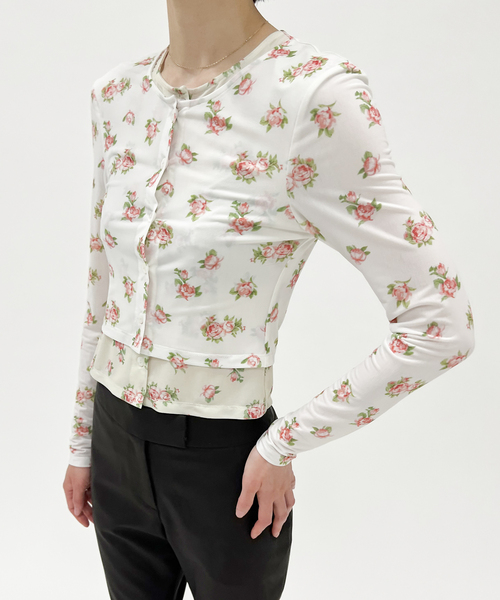 EDIT. FOR LULU（エディットフォールル）の「【YUHAN WANG/ユハン ワン】rose print twinset blouse（Tシャツ/カットソー・レディース・ホワイト・FREE）」の15枚目の写真