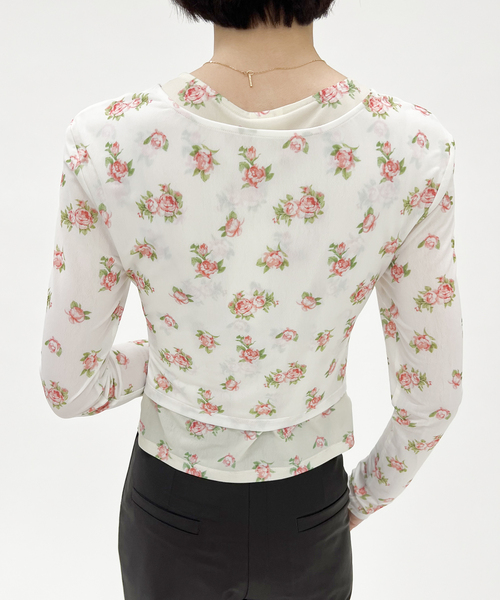 EDIT. FOR LULU（エディットフォールル）の「【YUHAN WANG/ユハン ワン】rose print twinset blouse（Tシャツ/カットソー・レディース・ホワイト・FREE）」の17枚目の写真