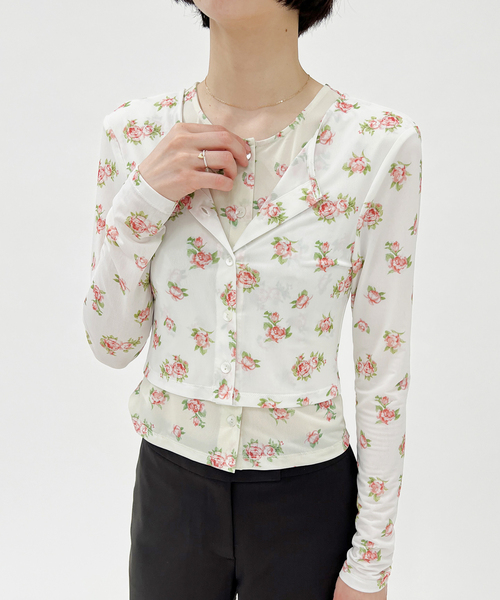 EDIT. FOR LULU（エディットフォールル）の「【YUHAN WANG/ユハン ワン】rose print twinset blouse（Tシャツ/カットソー・レディース・ホワイト・FREE）」の10枚目の写真