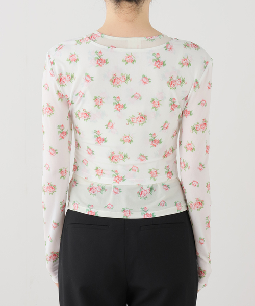 EDIT. FOR LULU（エディットフォールル）の「【YUHAN WANG/ユハン ワン】rose print twinset blouse（Tシャツ/カットソー・レディース・ホワイト・FREE）」の4枚目の写真