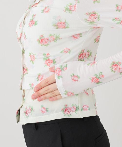 EDIT. FOR LULU（エディットフォールル）の「【YUHAN WANG/ユハン ワン】rose print twinset blouse（Tシャツ/カットソー・レディース・ホワイト・FREE）」の6枚目の写真