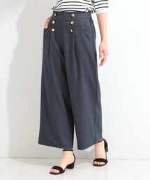 SHOO・LA・RUE | 【S-LL/洗濯機可】ゴールドボタンがコーデのアクセントに デニム調ワイドパンツ(その他パンツ)