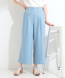 SHOO・LA・RUE | 【S-LL/洗濯機可】ゴールドボタンがコーデのアクセントに デニム調ワイドパンツ(その他パンツ)