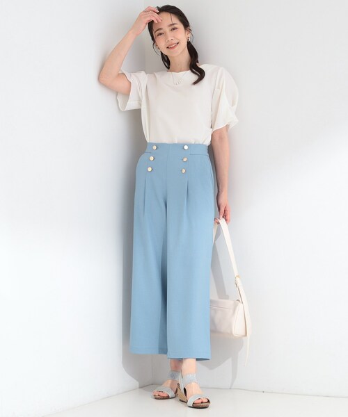 SHOO・LA・RUE(シューラルー)の「【S-LL/洗濯機可】金ボタンがアクセント デニム調ワイドパンツ(その他パンツ・レディース・ネイビー/ブラック/ブルー・04/03/02/01)」の16枚目の写真