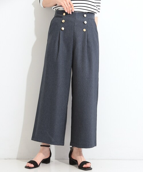 SHOO・LA・RUE(シューラルー)の「【S-LL/洗濯機可】金ボタンがアクセント デニム調ワイドパンツ(その他パンツ・レディース・ネイビー/ブラック/ブルー・04/03/02/01)」の14枚目の写真