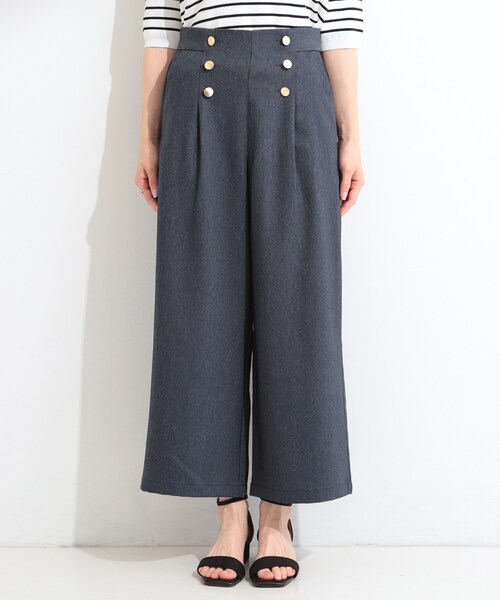 SHOO・LA・RUE(シューラルー)の「【S-LL/洗濯機可】金ボタンがアクセント デニム調ワイドパンツ(その他パンツ・レディース・ネイビー/ブラック/ブルー・04/03/02/01)」の10枚目の写真