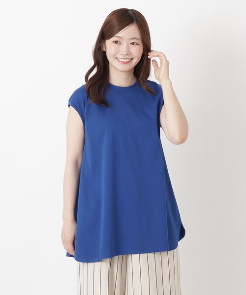 one'sterrace(ワンズテラス)の「【ひんやり】接触冷感 フレンチスリーブフレアプルオーバー(Tシャツ/カットソー・レディース・アイボリー系8/ブラック系8/ブルー系その他7・02)」の1枚目の写真