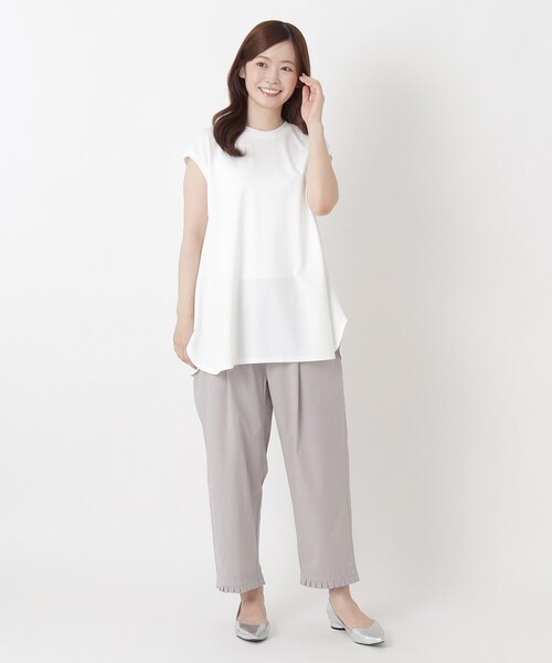 one'sterrace(ワンズテラス)の「【ひんやり】接触冷感 フレンチスリーブフレアプルオーバー(Tシャツ/カットソー・レディース・アイボリー系8/ブラック系8/ブルー系その他7・02)」の11枚目の写真