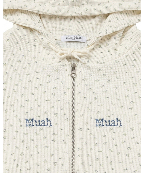 muahmuah（ムーアムーア）の「[SET] ワッフルトレーニングフードジップアップパンツセット [アイボリー]（パーカー・レディース・アイボリー・FREE）」の6枚目の写真