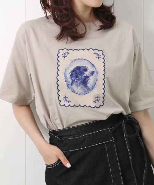 Bleu Bleuet（ブルーブルーエ）の「le petaleヴィンテージdogTシャツ（Tシャツ/カットソー・レディース・ホワイト系その他/ホワイト系その他2/グレー系その他2/グレー系その他・FREE）」の4枚目の写真