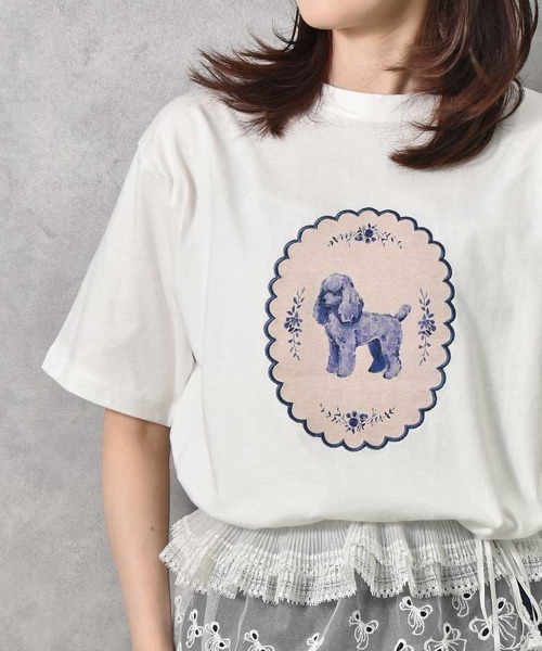 Bleu Bleuet（ブルーブルーエ）の「le petaleヴィンテージdogTシャツ（Tシャツ/カットソー・レディース・ホワイト系その他/ホワイト系その他2/グレー系その他2/グレー系その他・FREE）」の3枚目の写真